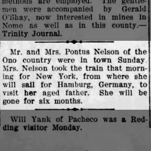 Eleanor Nelson goes to visit fatherin Germany 1904